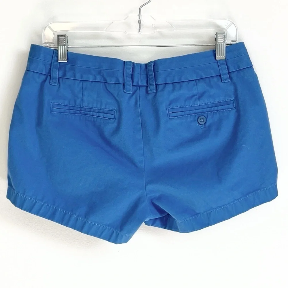 J. Crew Broken In 100% Cotton Chino Shorts 3” Inseam Solid Blue Women’s Sz 8